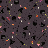 a purple background with a lot of different items on it