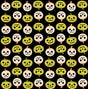 a repeating pattern of stylized pumpkins and skulls on a black background.