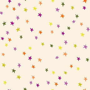 a pattern of small, colorful stars scattered across a light background.