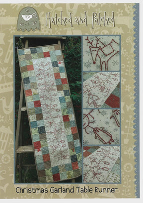 Christmas Garland Table Runner Pattern HAPS025 by Hatched and Patched Printed Pattern Only