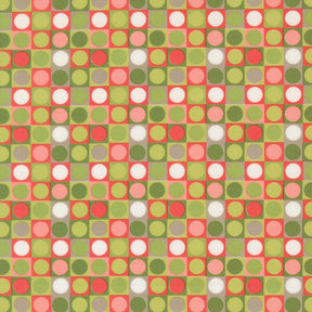 a repeating pattern of red, green, and white circles arranged in a grid-like fashion.