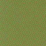 a repeating pattern of green diamonds with red dots, creating a visually striking and geometric design.