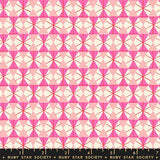 a repeating pattern of pink and white triangles arranged in a grid-like fashion.