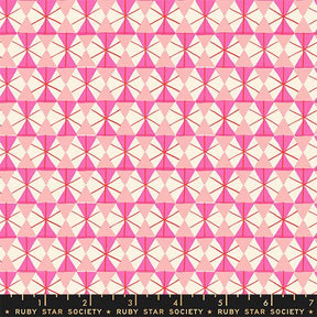 a repeating pattern of pink and white triangles arranged in a grid-like fashion.