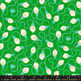 a pattern of white and green lights arranged in a repeating design on a green background.
