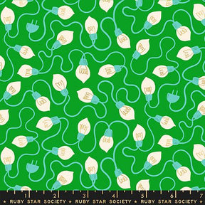 a pattern of white and green lights arranged in a repeating design on a green background.