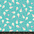a pattern of pink and white light bulbs arranged in a repeating design on a teal background.