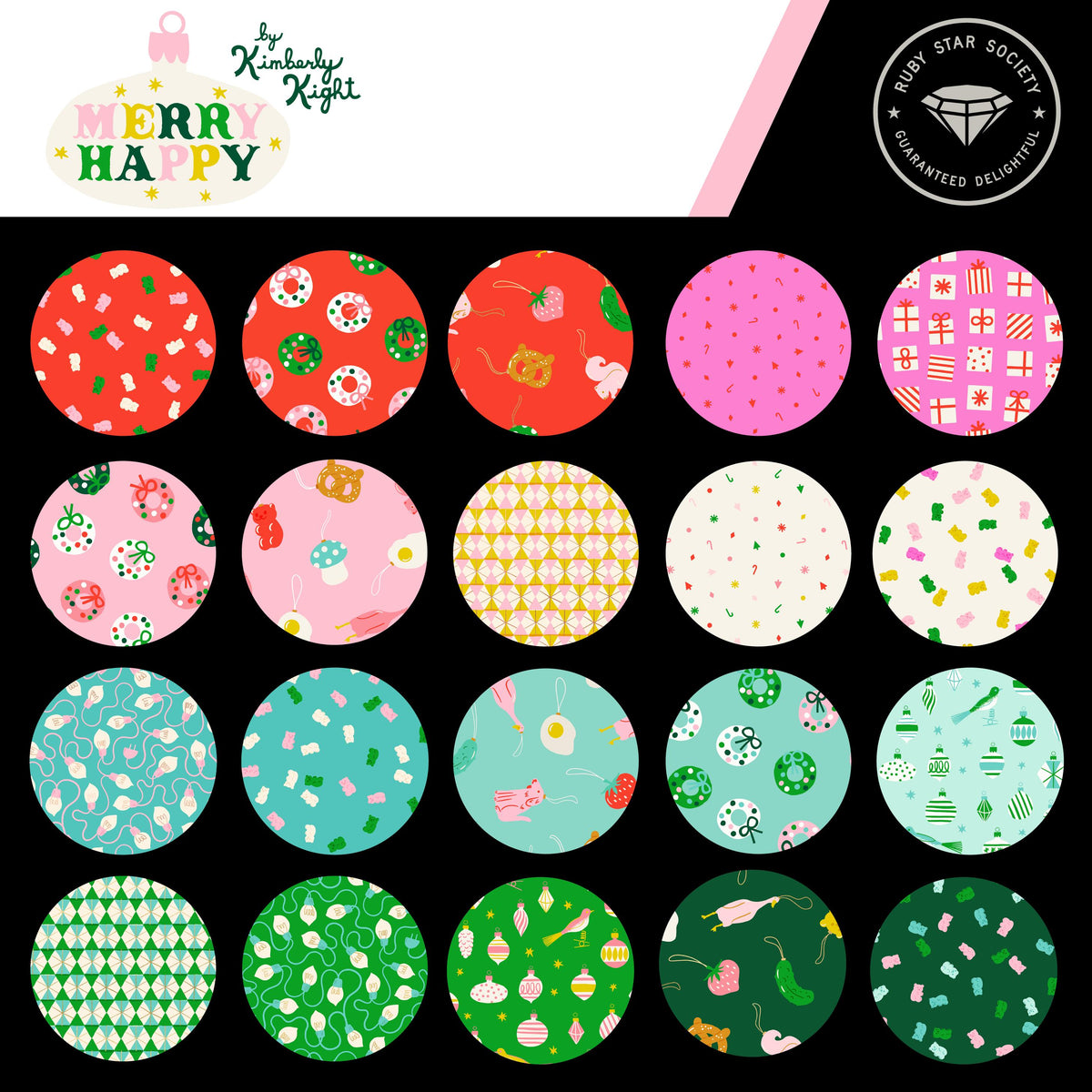 a collection of colorful, circular patterns and designs, including Christmas-themed patterns, holiday-themed patterns, and various other festive designs.
