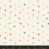 The image is a pattern of various shapes and symbols, including stars, snowflakes, and candy canes, arranged in a repeating design.