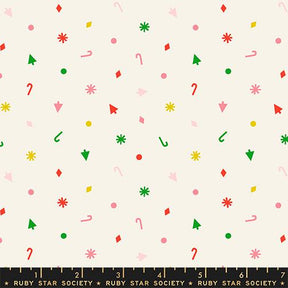 The image is a pattern of various shapes and symbols, including stars, snowflakes, and candy canes, arranged in a repeating design.
