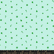 a pattern of green shapes and icons, including snowflakes, stars, and other decorative elements, scattered across a light blue background.