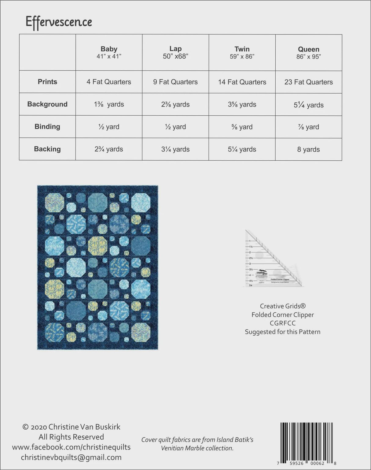 Effervescence Pattern by Christine Quilts