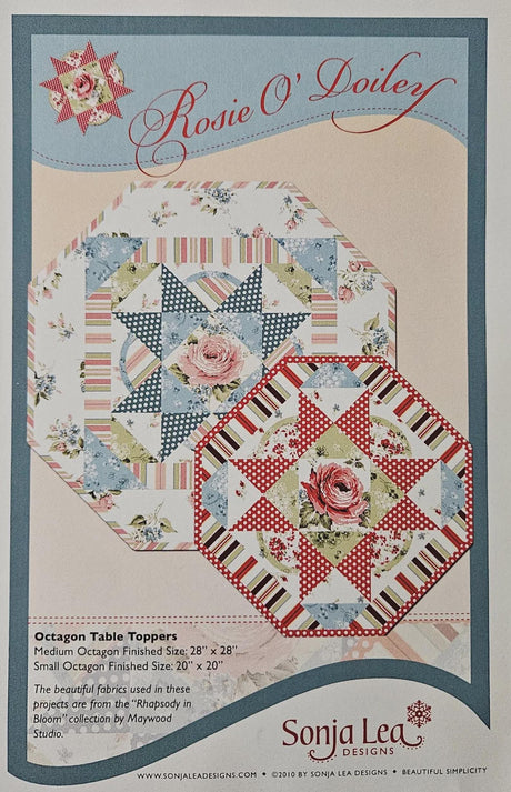 Rosie O' Doiley Octagon Table Topper Quilt Pattern by Sonja Lea Designs SLDIII-MSG Multiple sizes Printed Pattern Only