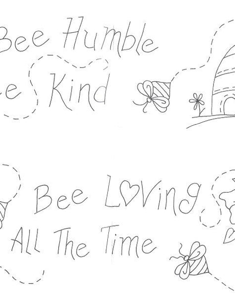 Bee Humble-Bee Kind Redwork Pillowcase BBD613 From Bird Brain Designs by Robin Kingsley Printed Pattern Only