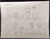 Playful Pups Redwork Pillowcase BBD611 From Bird Brain Designs by Robin Kingsley Printed Pattern Only