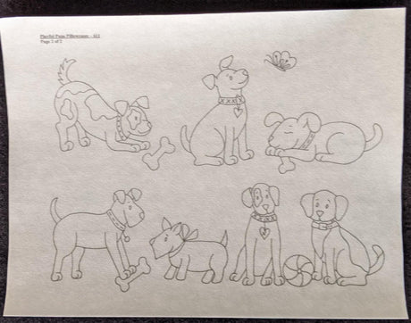 Playful Pups Redwork Pillowcase BBD611 From Bird Brain Designs by Robin Kingsley Printed Pattern Only