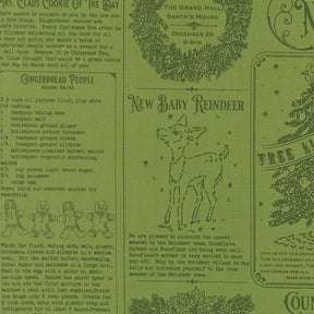 The image is a collage of various Christmas-themed images, including a gingerbread cookie, a reindeer, and a wreath. The collage also contains text elements such as a recipe for a gingerbread cookie, a description of a new baby reindeer, and a note about a new baby reindeer.