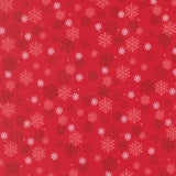 a repeating pattern of red snowflakes on a red background.