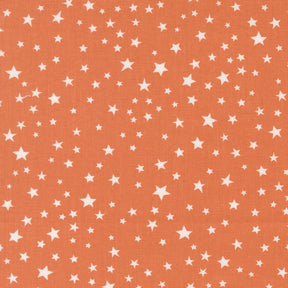 a repeating pattern of white stars against an orange background.