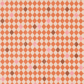 a repeating pattern of orange and pink squares arranged in a checkered or diamond-like design.