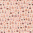 a repeating pattern of various bottles and containers, including vials, flasks, and other containers, all adorned with whimsical and spooky illustrations such as skulls, hearts, and stars. The pattern is composed of multiple rows and columns of these items, creating a visually engaging and playful design.