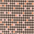 a repeating pattern of black and white diamonds with small pink and orange accents, creating a visually striking and geometric design.