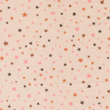 a pattern of small stars in various shades of pink and brown, scattered across a light-colored background.