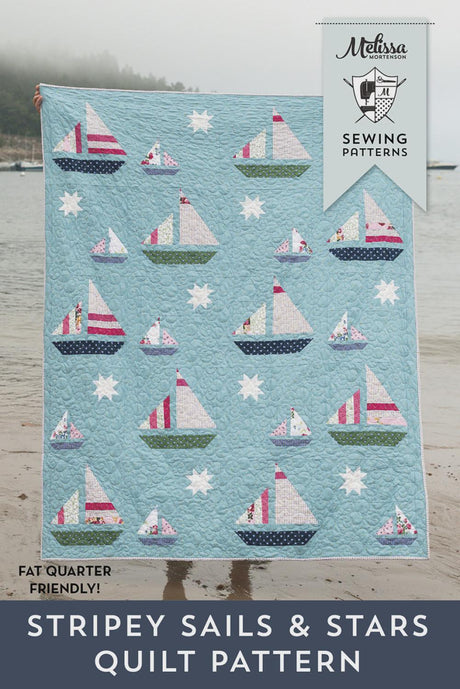 Stripey Sails & Stars Quilt Pattern PDC0649 by Melissa Mortenson of Polka Dot Chair 58" x 72"