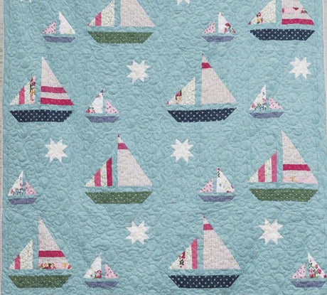 Stripey Sails & Stars Quilt Pattern PDC0649 by Melissa Mortenson of Polka Dot Chair 58" x 72"