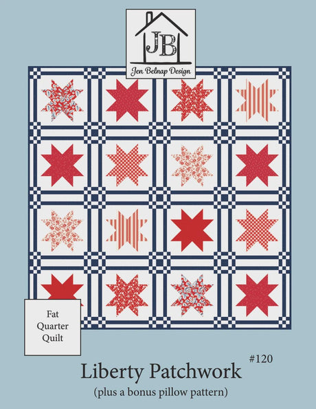 Liberty Patchwork Quilt Printed Pattern Only - Finished Size 78 x 78 TSC-120 From Smitten Chicken By Jen Belnap