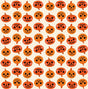 a repeating pattern of stylized pumpkins with faces, arranged in a grid-like layout.