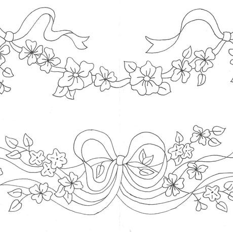 Ribbons & Blossoms Redwork Pillowcase BBD612 From Bird Brain Designs by Robin Kingsley Printed Pattern Only