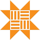 The image is a stylized logo consisting of a star-like shape composed of orange triangles arranged in a grid-like pattern.