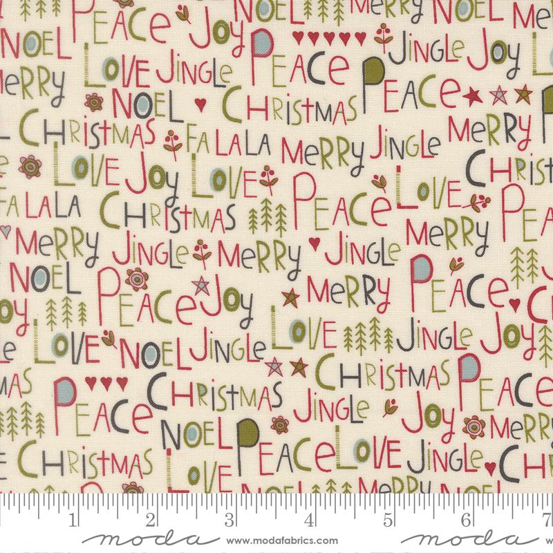 a white fabric with christmas words on it