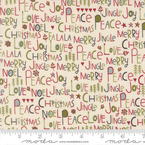 a white fabric with christmas words on it