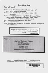 Travel Iron Tote Pattern SCT 10105 Printed Pattern Only by Sisters' Common Thread