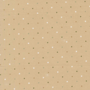 a repeating pattern of small white and tan dots on a beige background.