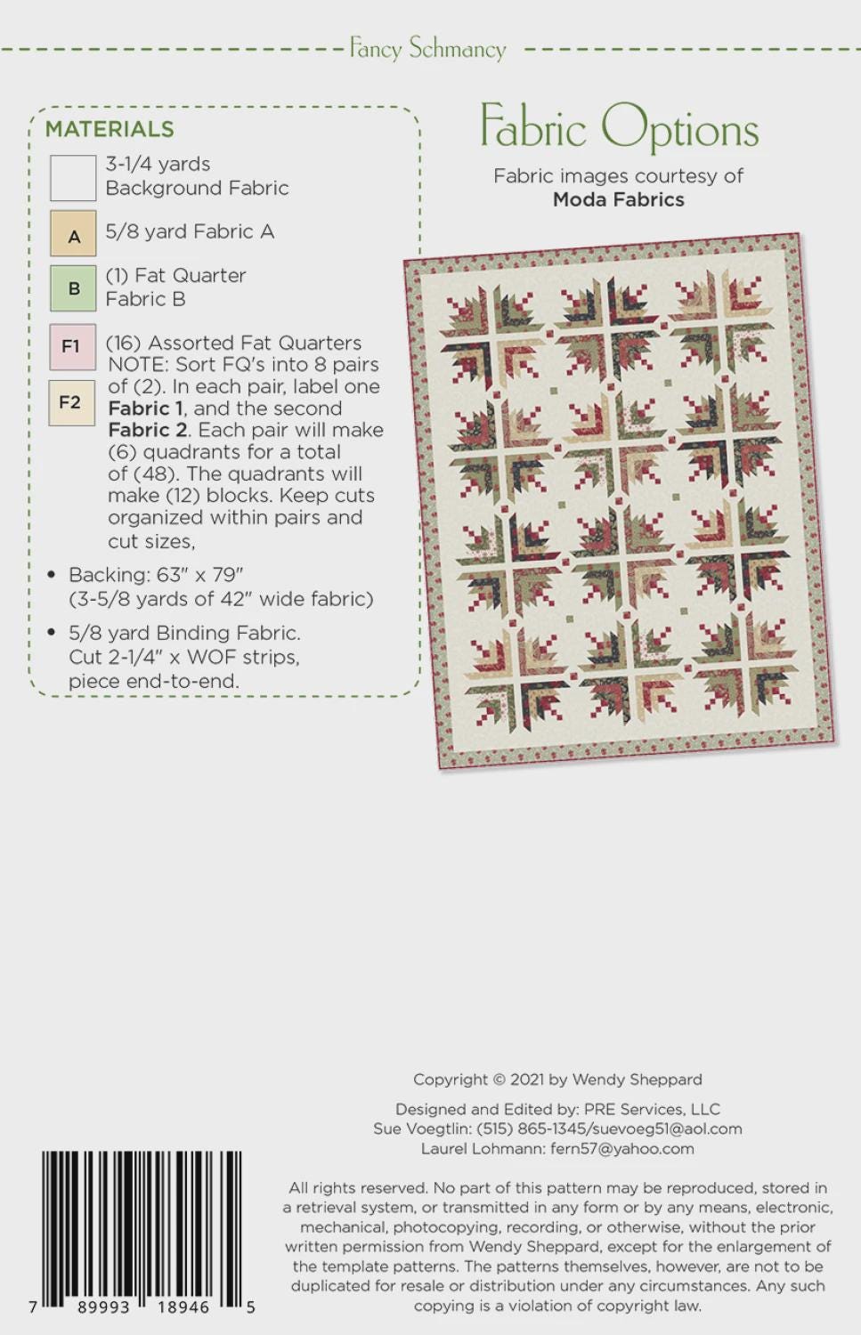 Fancy Schmancy Quilt Pattern WS45 by Wendy Sheppard Printed Pattern Only 55 x 71 inches