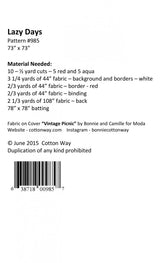 Lazy Days Quilt - Printed Pattern - 73” x 73" - Cotton Way by Bonnie Olaveson CW985