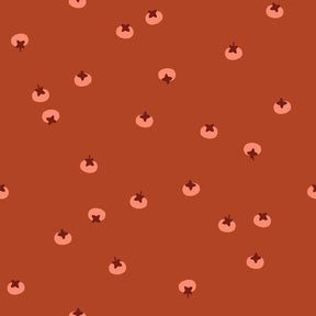a repeating pattern of small, circular shapes in shades of orange and pink against a dark orange background.
