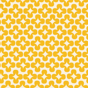 a repeating pattern of yellow flowers on a white background.