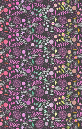 Deja Vu Prince Charming Licorice Dandelion Yardage PWTP279-Licorice by Tula Pink for Free Spirit Fabrics 1/2 yard increments