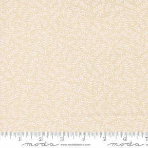 The image is a fabric with a repeating pattern of white leaves or branches, creating a textured and leafy appearance.
