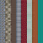 a collection of nine vertical stripes, each with a unique pattern and color. The stripes are arranged in a grid-like pattern, creating a visually appealing and diverse display.