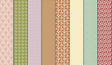 a collection of nine vertical stripes, each with a unique pattern and color. The stripes are arranged in a grid-like pattern, creating a visually appealing and organized display.
