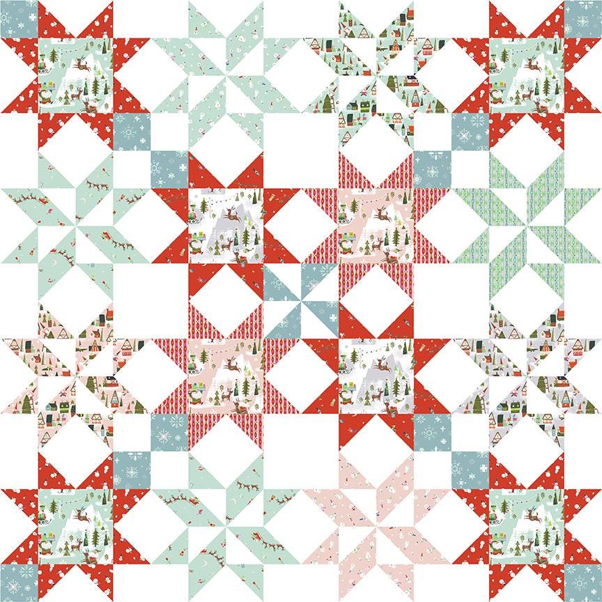 Star Bright Quilt Pattern by Melissa Mortenson of Polka Dot Chair 64" x 64"