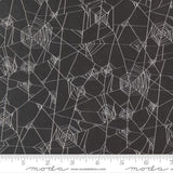 a dark grey background with a repeating pattern of white spider web lines.
