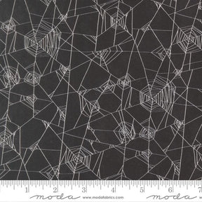 a dark grey background with a repeating pattern of white spider web lines.