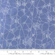 a close-up view of a fabric with a repeating pattern of white spider web lines against a dark blue background.