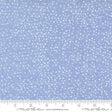 The image is a close-up of a fabric with a light blue background and white dots, resembling a speckled or speckled pattern.